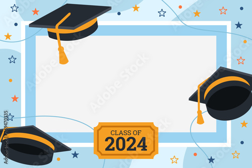 Graduation photo frame for 2024. Template for the design of frames for graduates, photographs