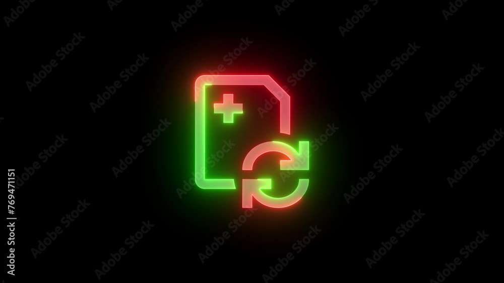 Neon add esim busy icon green red color glowing animation black background Neon add esim busy icon green red color glowing animation black background
