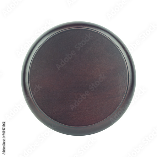 wooden stand, wooden pedestal for placing products, wooden plate, isolated from the background