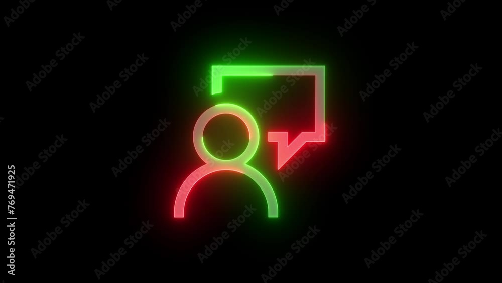 Neon feedback icon green red color glowing animation black background