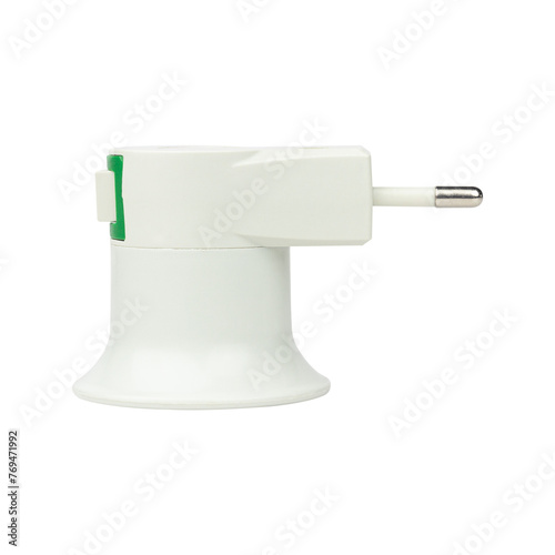 lamp adapter, plug with socket for a light bulb, isolated from the background