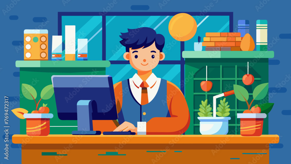 trader a desk vector illustration trader a desk vector illustration