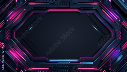background design for a game streamer, with a dark color palette and neon pink accents
