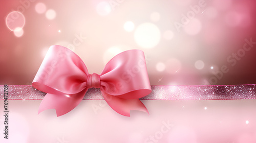 Pink background with gift and white bow suitable for multiple occasions 