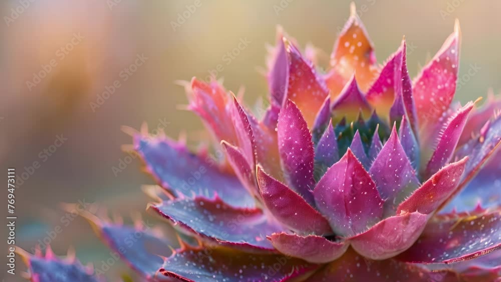A closeup of a unique desert plant adapted to thrive in the arid and unforgiving conditions. Its spiky leaves and vibrant colors stand out against the muted tones of the desert A closeup of a unique desert plant adapted to thrive in the arid and unforgiving conditions. Its spiky leaves and vibrant colors stand out against the muted tones of the desert