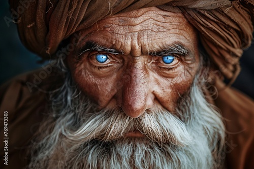 Greybeard Glam Aging Gracefully with Blue Eyes Generative AI