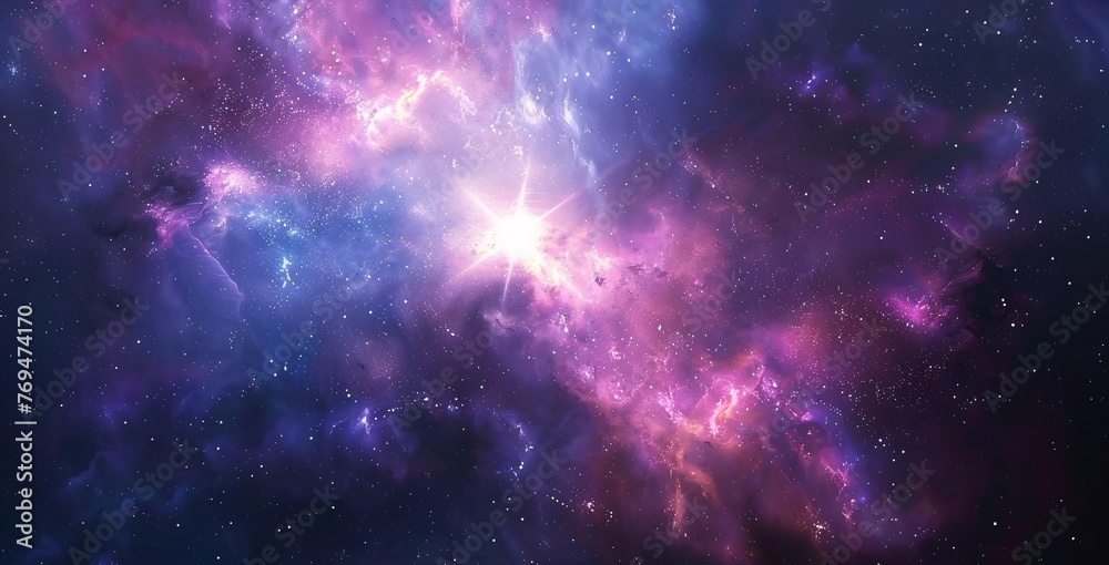 Purple Nebula with a Solar Flare A Stellar Sight for the Month of April Generative AI