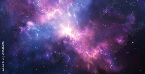 Purple Nebula with a Solar Flare A Stellar Sight for the Month of April Generative AI