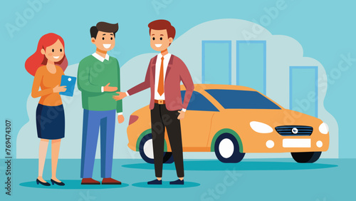 dealer selling vehic vector illustration
