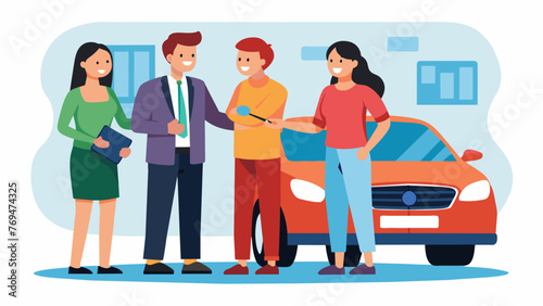 dealer selling vehic vector illustration