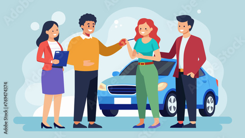dealer selling vehic vector illustration