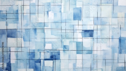 square watercolor patterns blue background