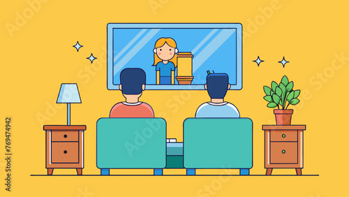 watching a movie vector illustration