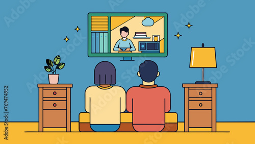 watching a movie vector illustration