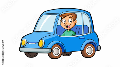 young man driving car vector illustration