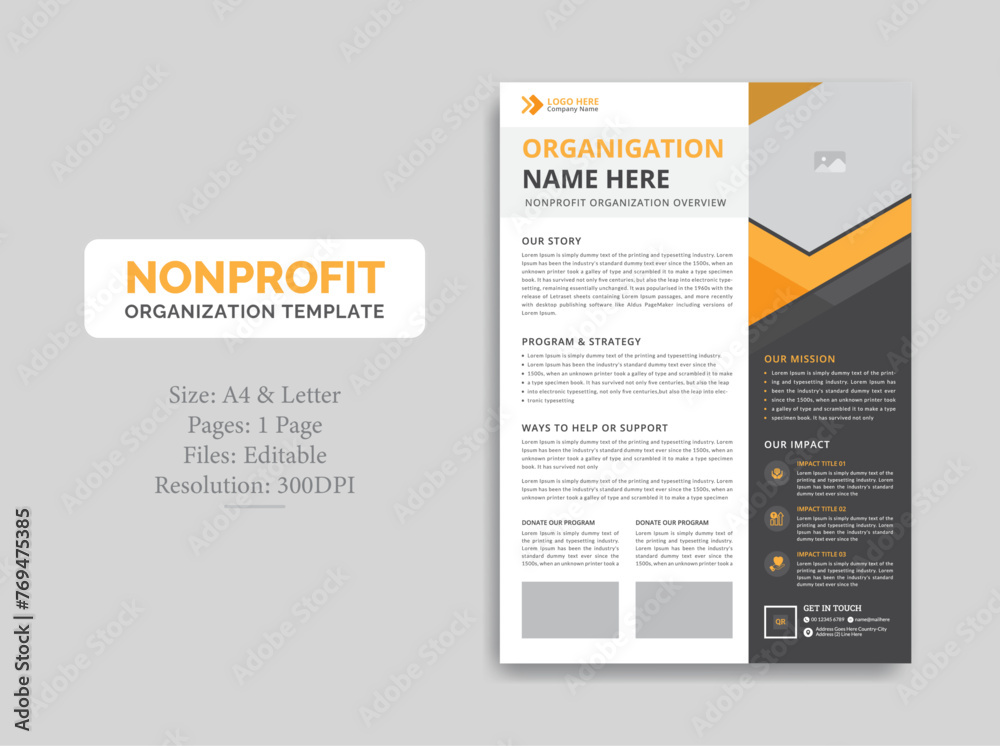 Obraz premium Nonprofit Organization Fact Sheet template design