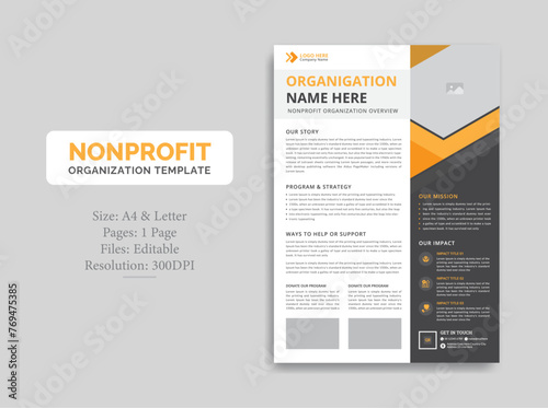 Nonprofit Organization Fact Sheet template design