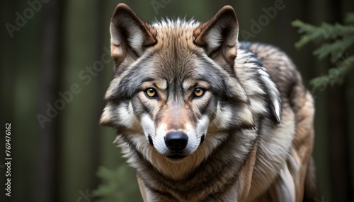 A Wolf With A Wary Glance Alert For Danger