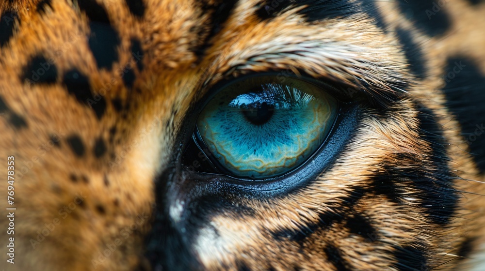Eye of the Tiger A Close-Up of a Cat's Vibrant Blue Eye Generative AI