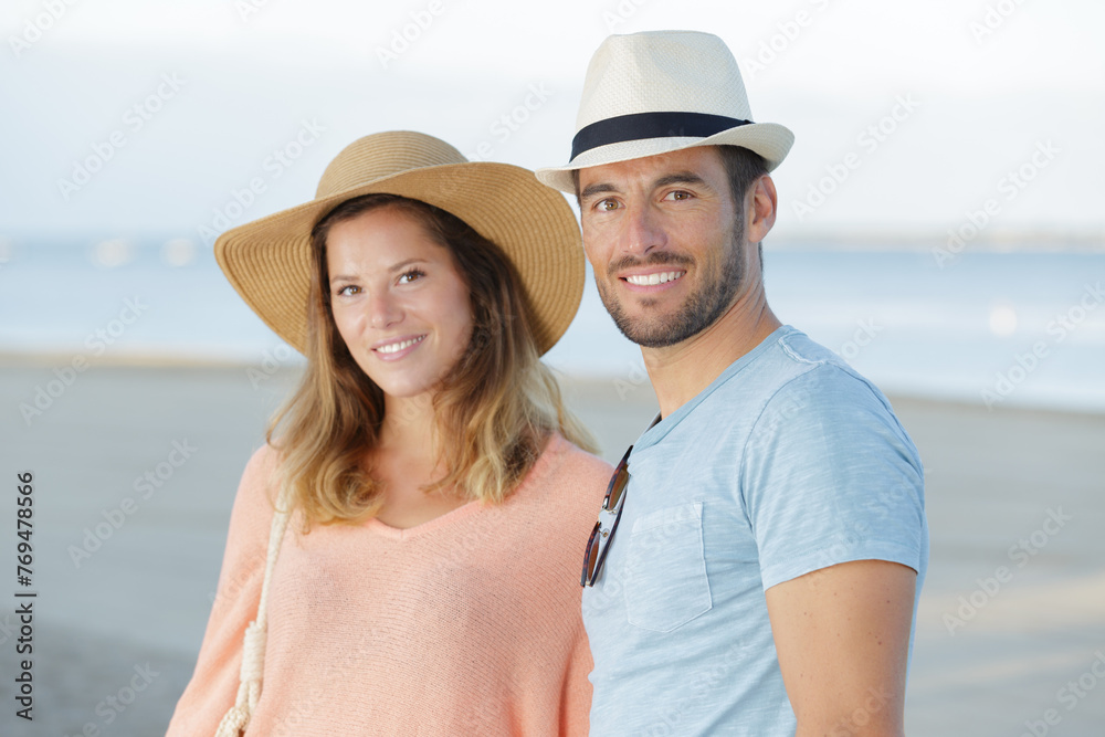 happy couple on beach holidays