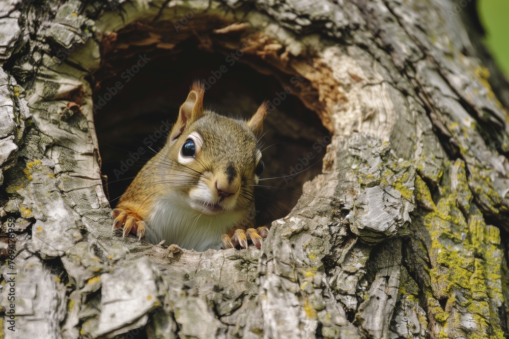 squirrel emerging from tree hollow squirrel emerging from tree hollow