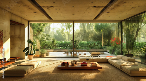 A Luxurious Blend of Nature and Modernity  Serene Garden Views from a Chic  Contemporary Room