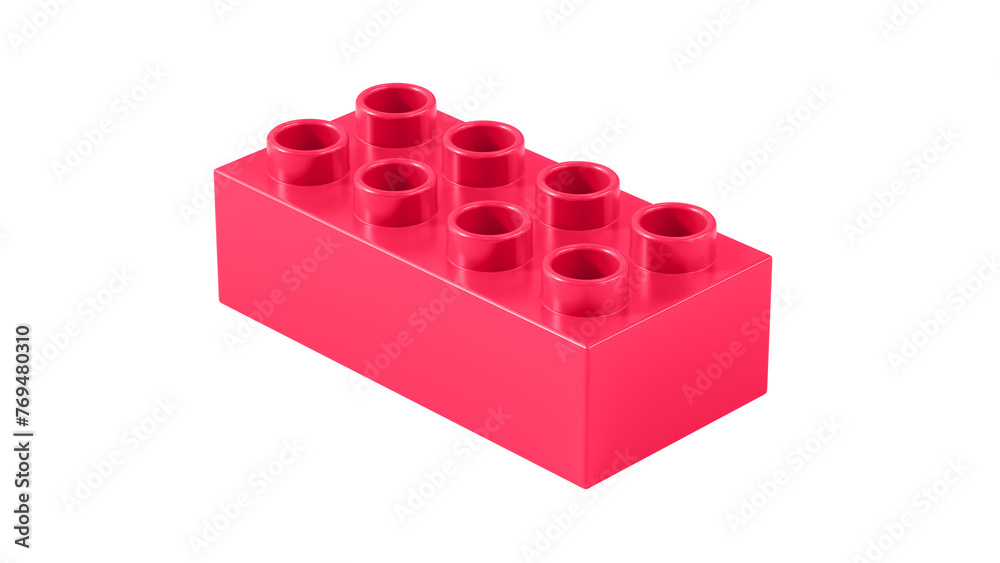 Magenta Pink Plastic Block Isolated on a White Background. Children Toy Brick, Perspective View. Close Up View of a Game Block for Constructors. 3D illustration. 8K Ultra HD, 7680x4320, 300 dpi Magenta Pink Plastic Block Isolated on a White Background. Children Toy Brick, Perspective View. Close Up View of a Game Block for Constructors. 3D illustration. 8K Ultra HD, 7680x4320, 300 dpi