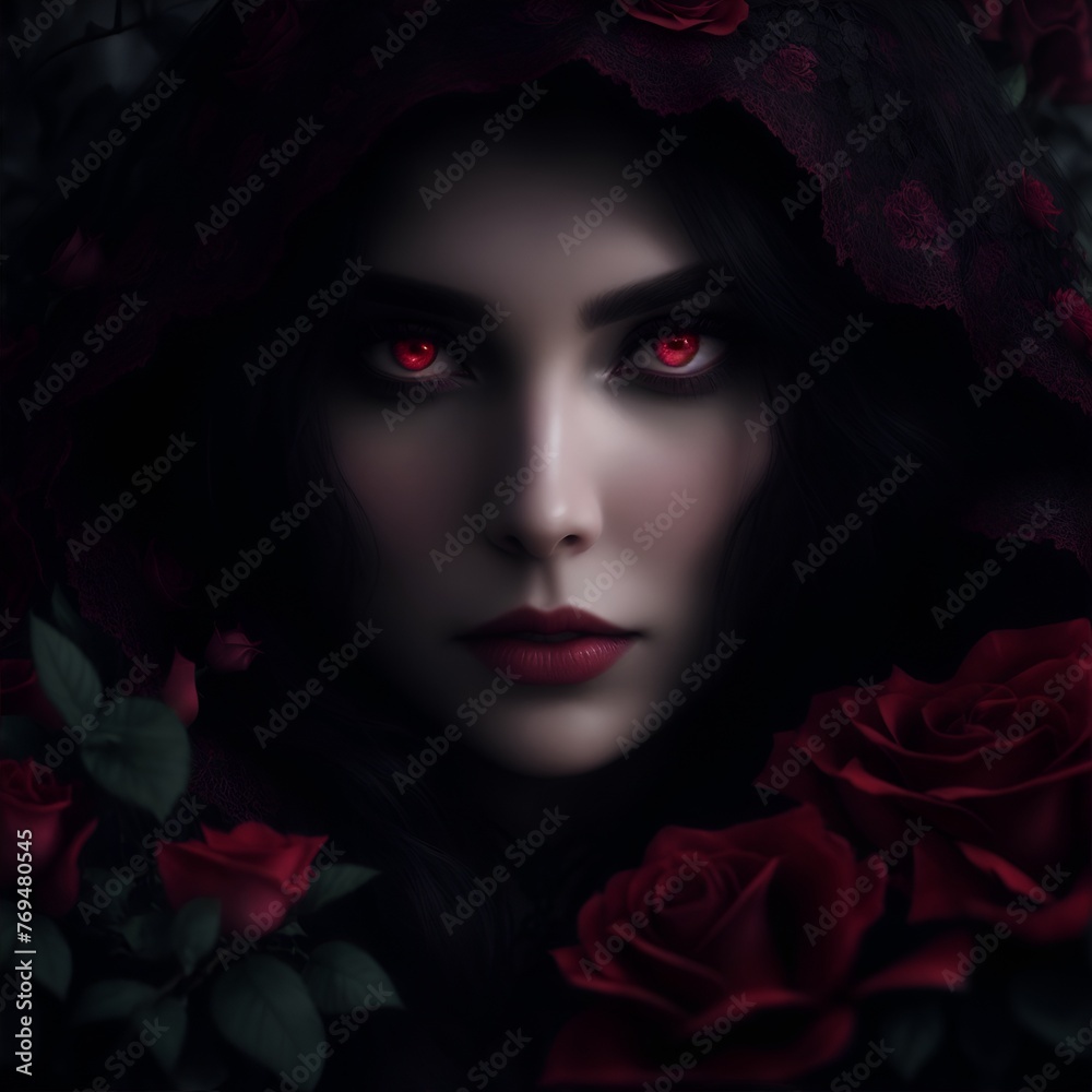 portrait of a woman with red rose portrait of a woman with red rose