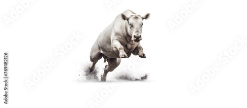 animal jump white background .isolated on white photo - realistic