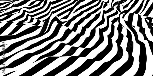 Abstract background parallel black lines on noise surface in perspective.  Vector illustration. Illusion lines concept on  white.