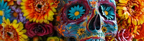 Floral Sugar Skull for Day of the Dead Celebration