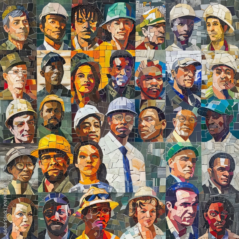 Mosaic Wall of Influential African American Figures Labor day