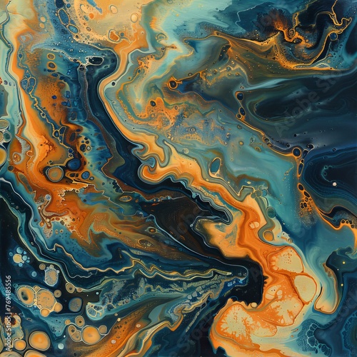 Abstract Fluid Art with Swirling Patterns