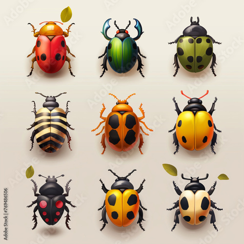 Beetle illustration sets