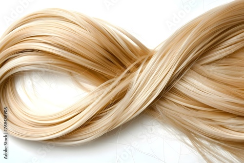 The Beauty of a Shiny Blonde Hair Strand: A Closeup on Healthy Hair Care. Concept Haircare, Blonde Hair, Shiny Strands, Healthy Hair, Beauty Closeup