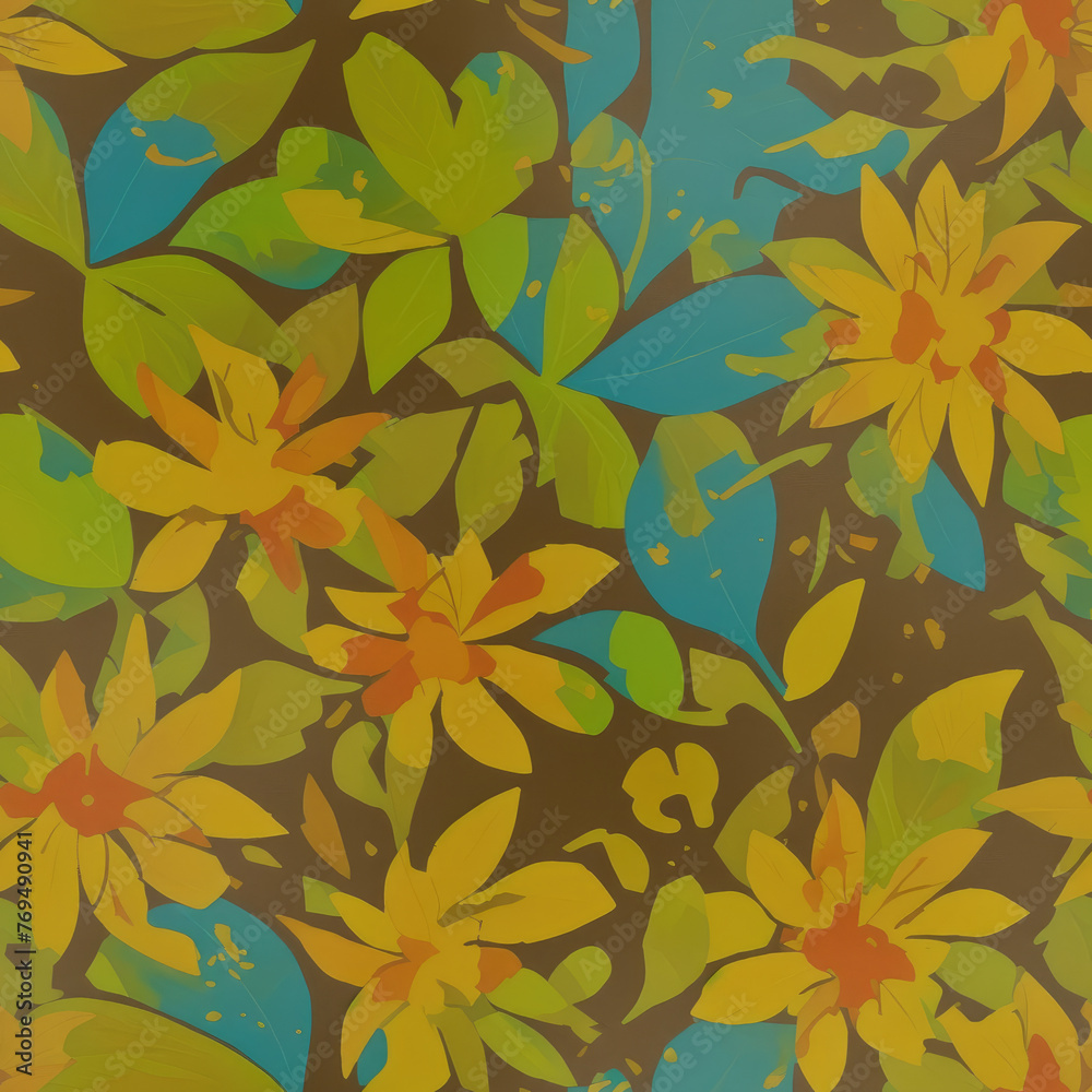 Flowers. Abstract seamless pattern. AI generated. Flowers. Abstract seamless pattern. AI generated.
