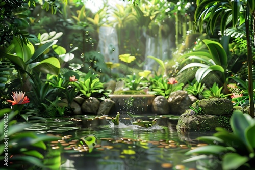 tropical garden pond