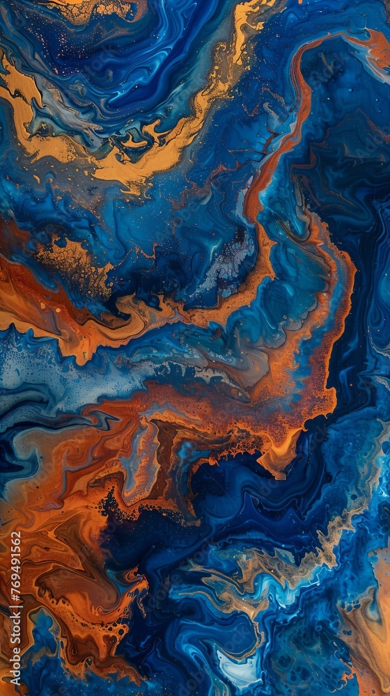 Abstract Blue and Orange Fluid Pattern