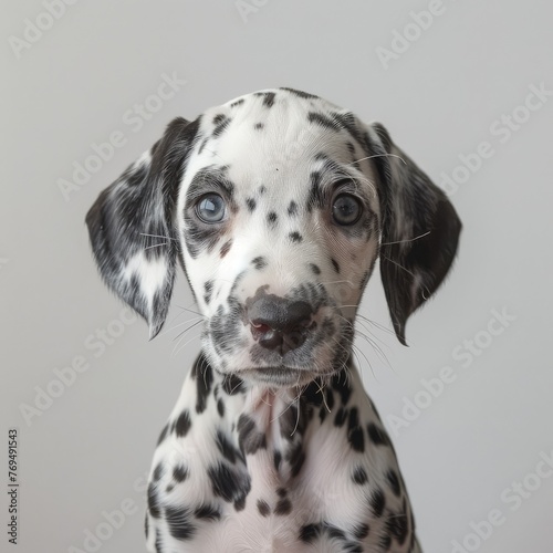 Dalmatian puppy headshot on a white background © MR. Motu