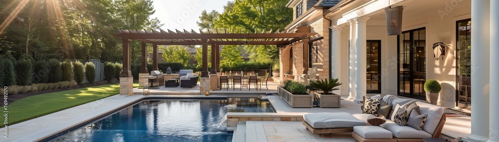 Luxurious Outdoor Living Space with Pool and Lounge