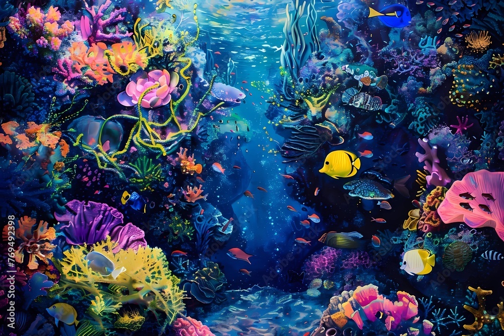 Vibrant Coral Reef Marine Life