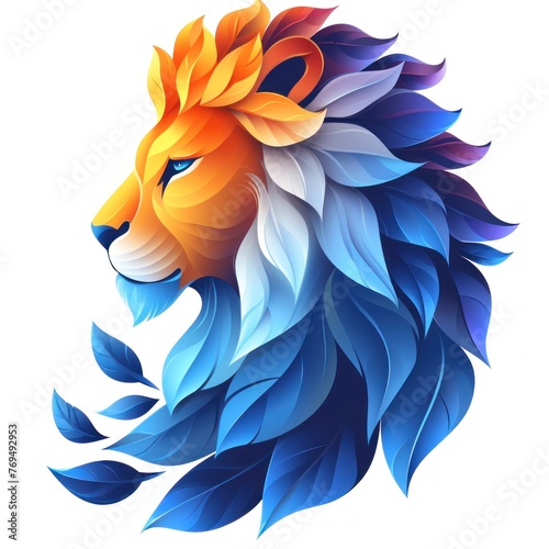 Vibrant Neon-Colored Lion Logo Illustrating Modern Graphic Design Trends photo