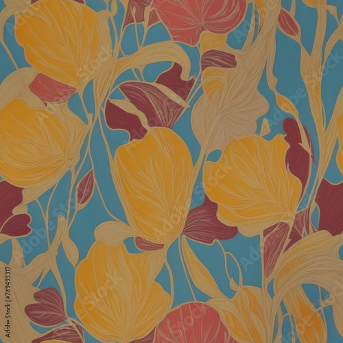 Flowers. Abstract seamless pattern. AI generated. 