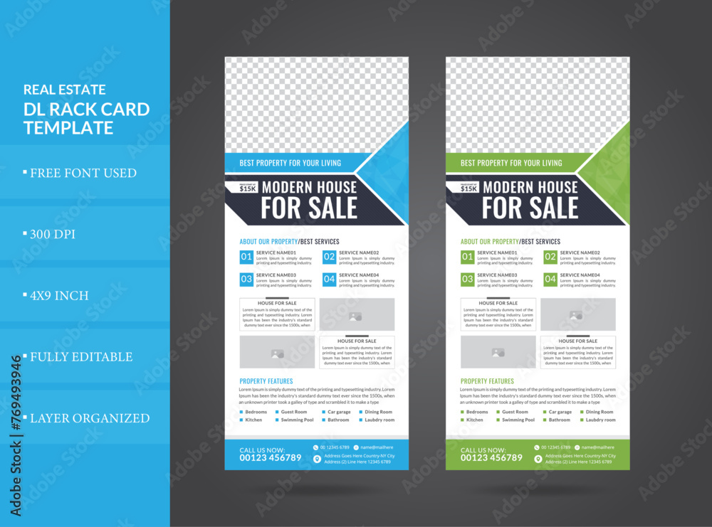 Fototapeta premium Real estate dl rack card template design