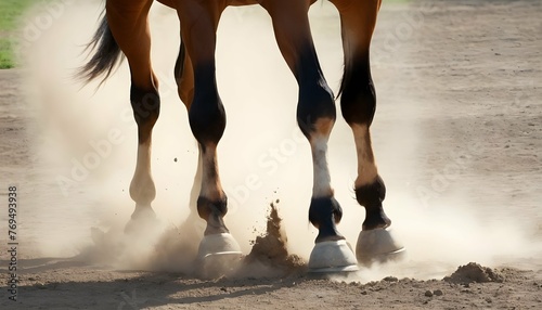 A Horse With Its Hooves Pounding The Ground