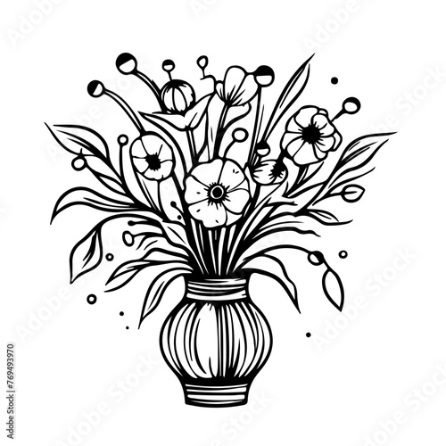 Flowers vase vector 