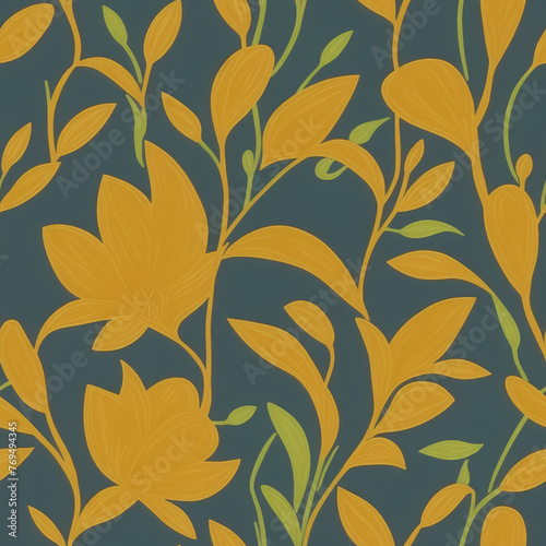 Flowers. Abstract seamless pattern. AI generated. 