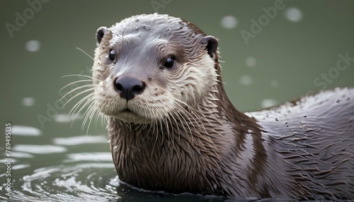 An Otter With Its Fur Glistening Wet From A Recen