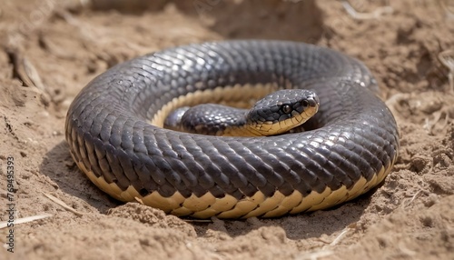 A Cobra Coiled Protectively Around Its Eggs