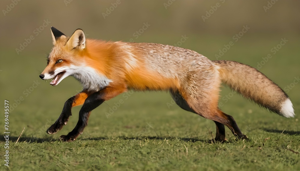A Fox Pouncing On Its Prey